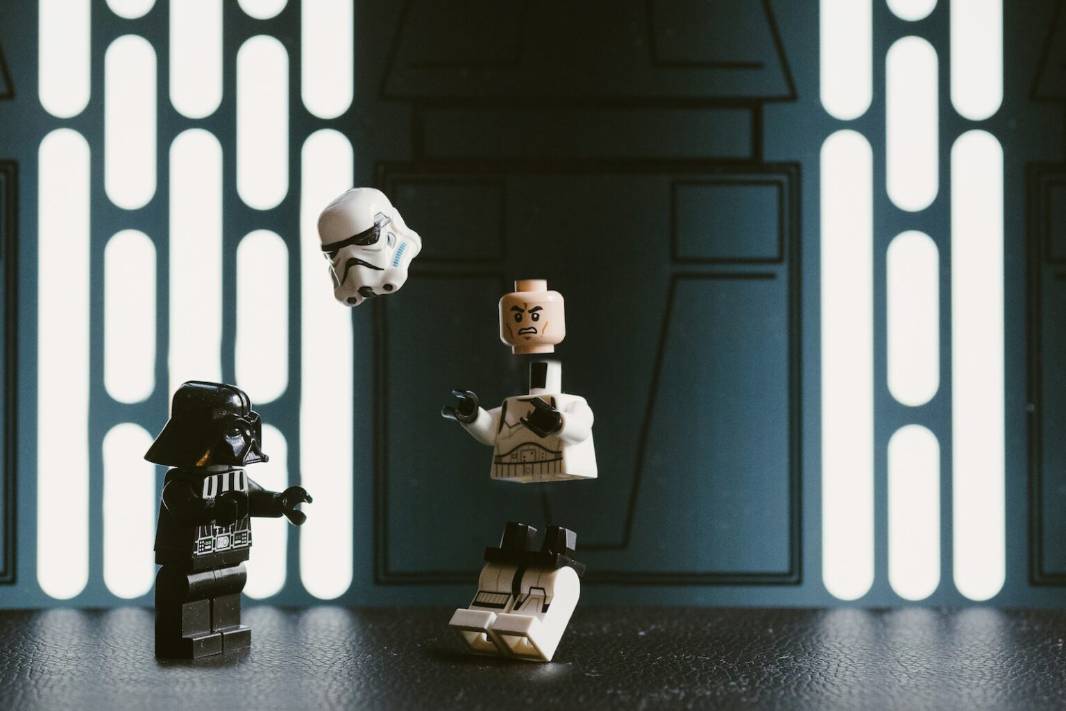 Darth Vader Lego figure beside Stormtrooper